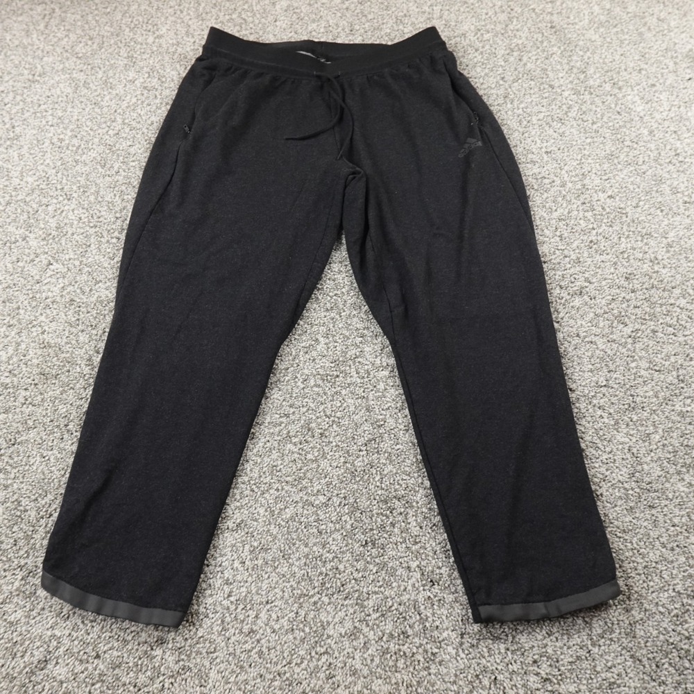 Adidas Pants Mens XL Gray Black Track Warm‎ Up Drawstring Jogger Sweatpants Gym